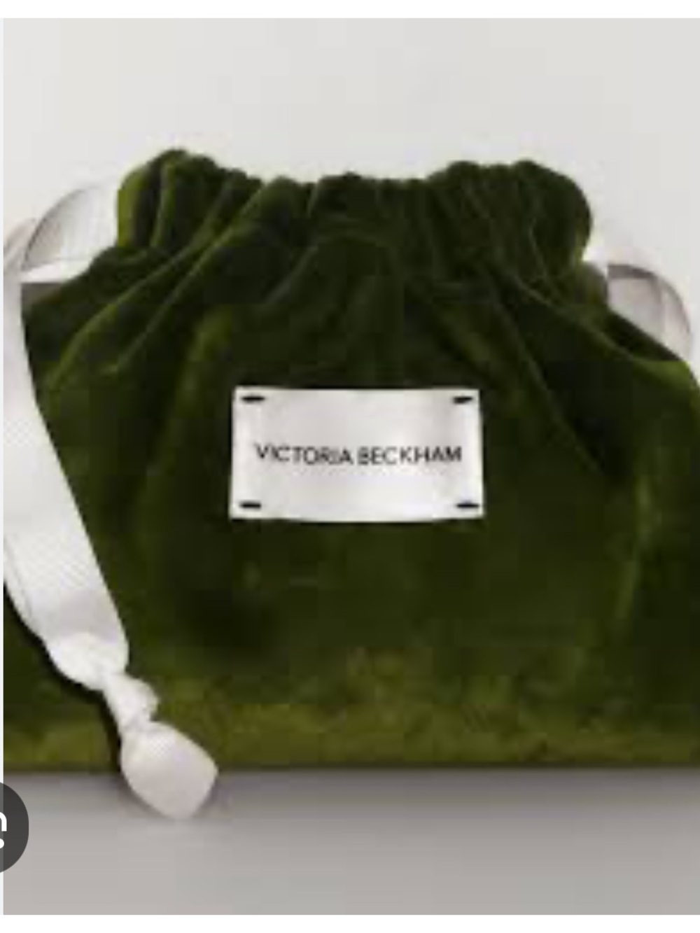 🆕 Victoria Beckham Olive Velvet Drawstring Pochette Makeup Purse Bag Organizer - Picture 3 of 5